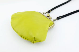 Women's Green Genuine Leather Clutch Bag with Strap | PINKOASIS