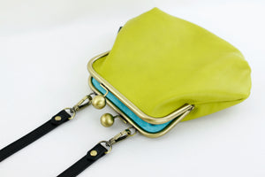 Women's Green Genuine Leather Clutch Bag with Strap | PINKOASIS