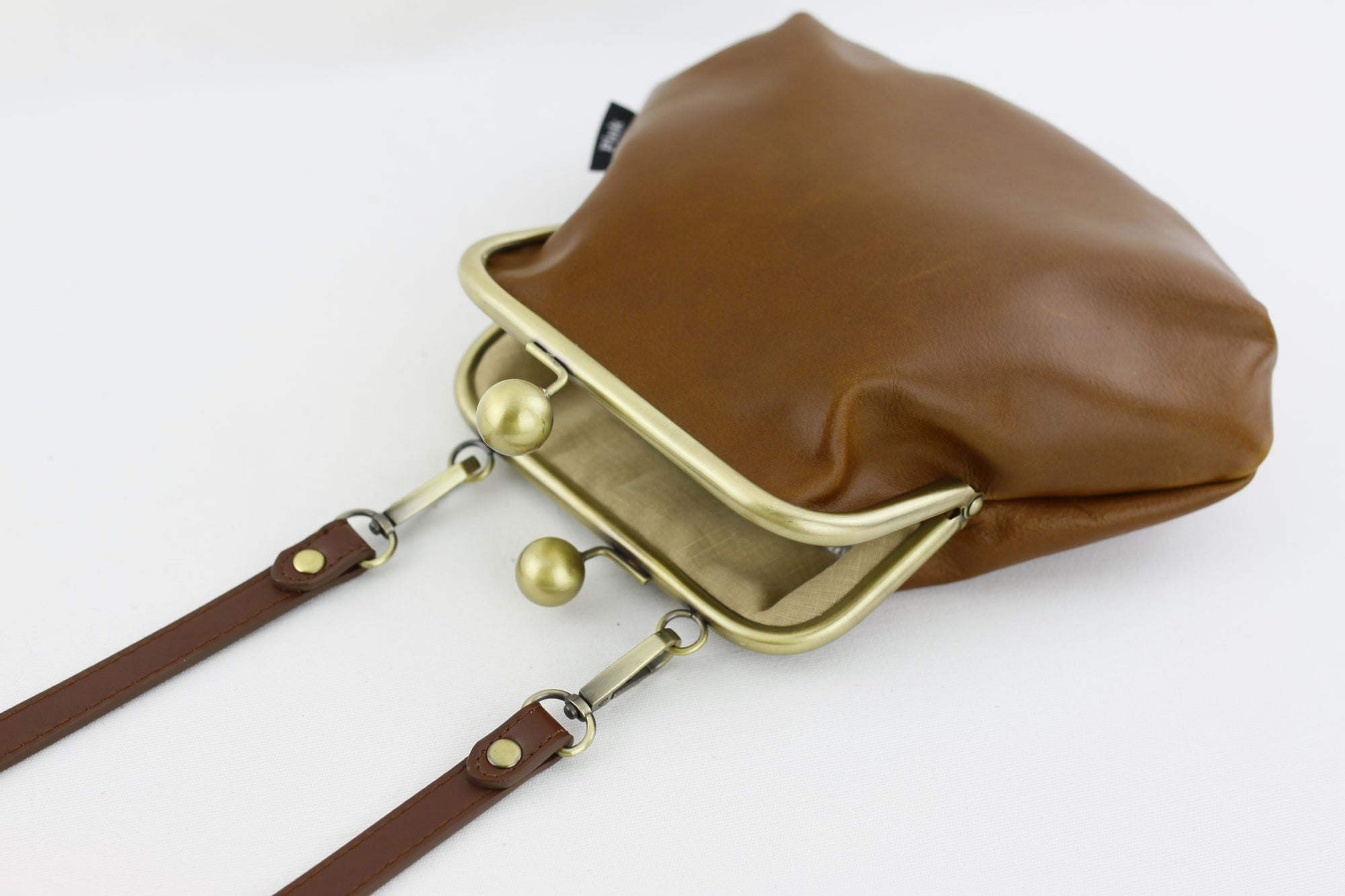 Chestnut Genuine Leather Clutch Bag with Strap | PINKOASIS