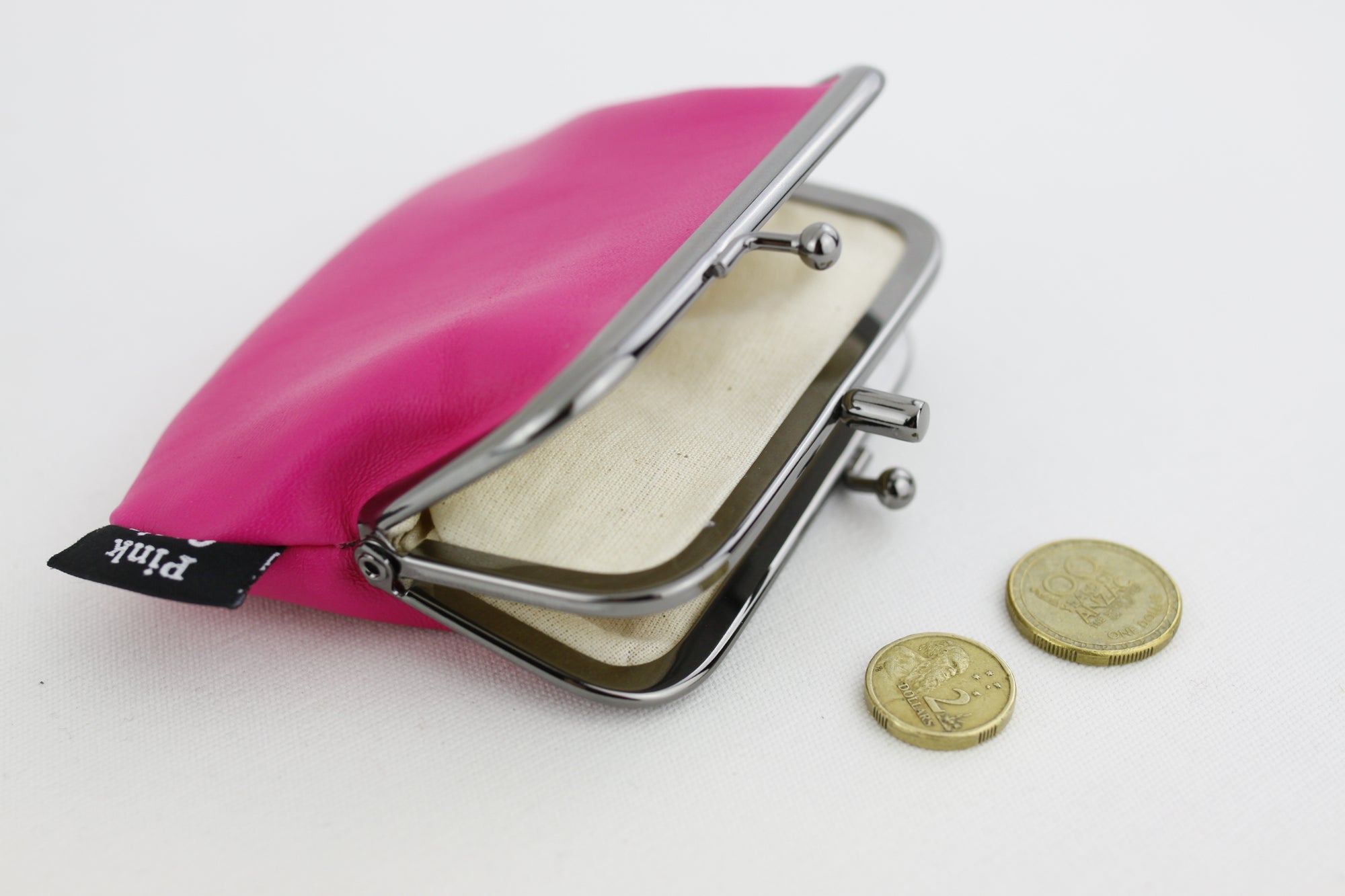 Hot Pink Leather Coin Purse Handmade in Australia | PINKOASIS