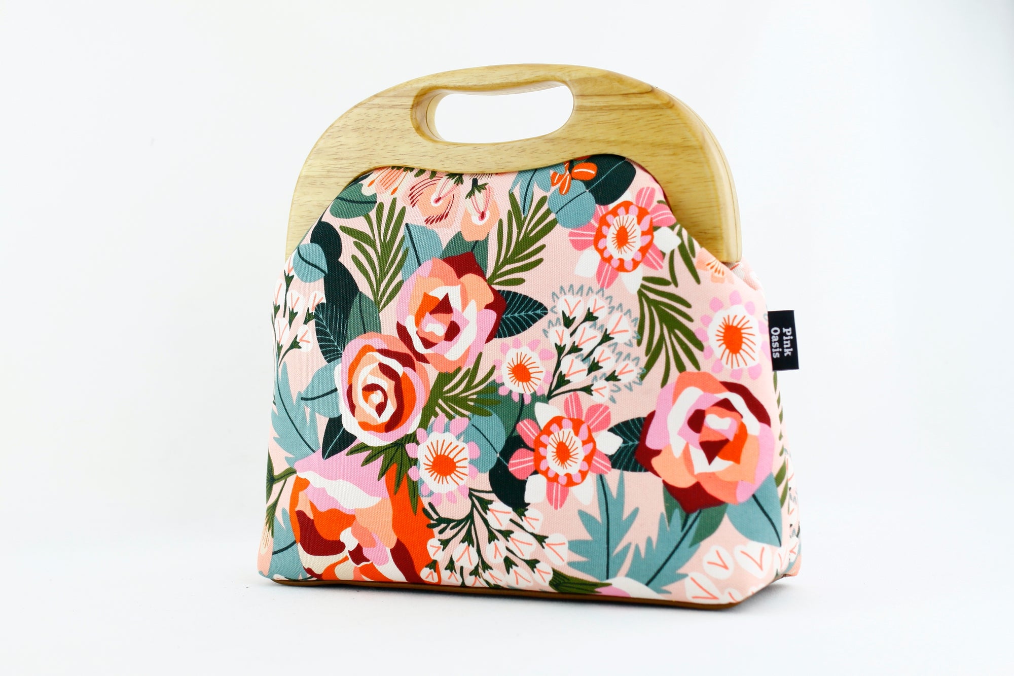 Pink Peonies Blush Bloom Large Wood Frame Bag | PINKOASIS