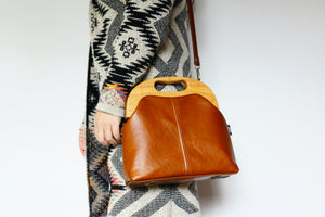 Women's Luxury Chestnut Leather Bag | PINKOASIS