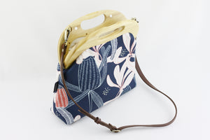 Banksia Navy Native Flower Women's Clutch Bag | PINKOASIS