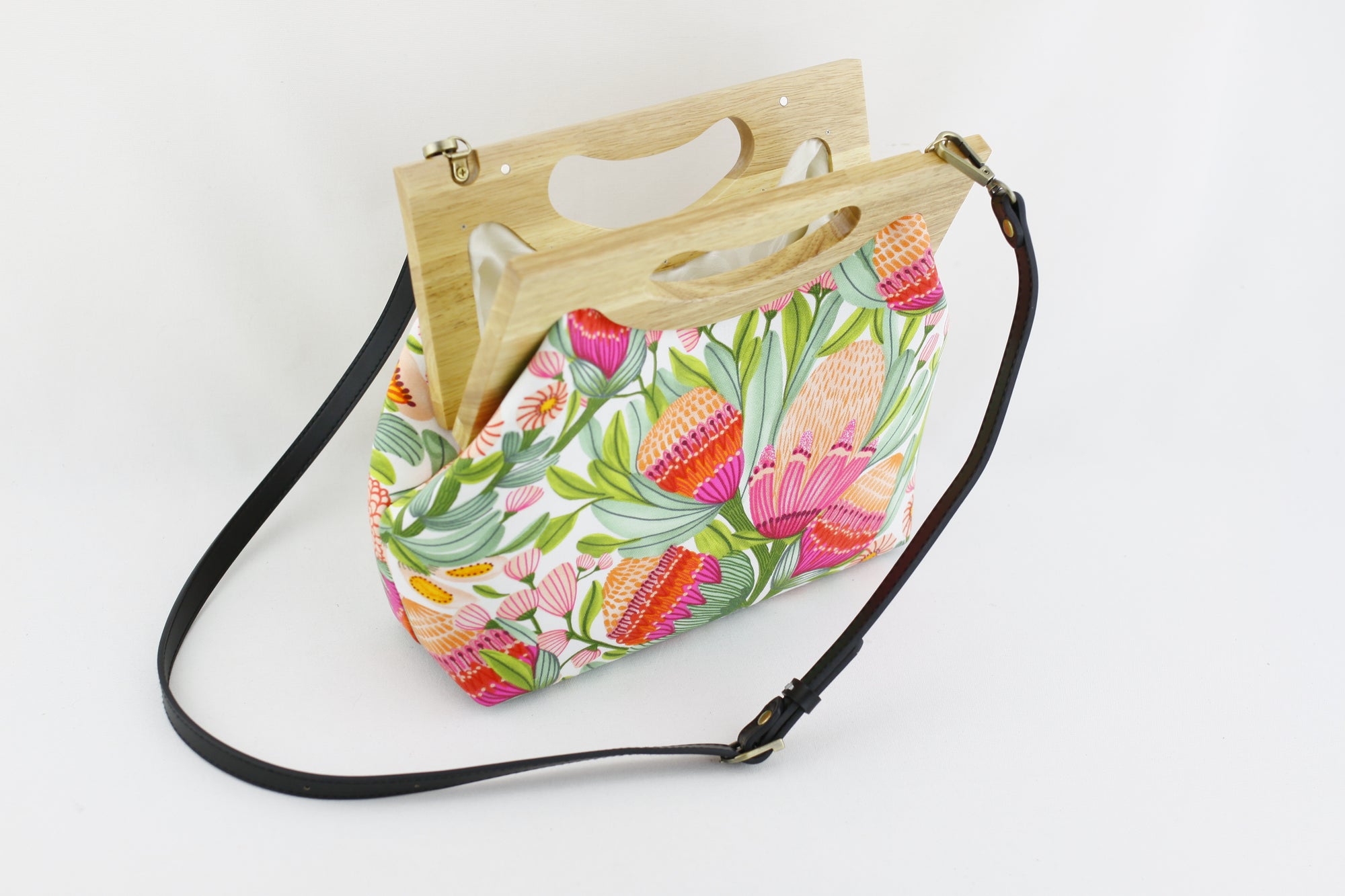 Gum Blossoms Medium Size Wood Frame Bag | PINKOASIS