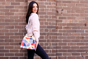 Colorful Letters Large Wood Frame Bag